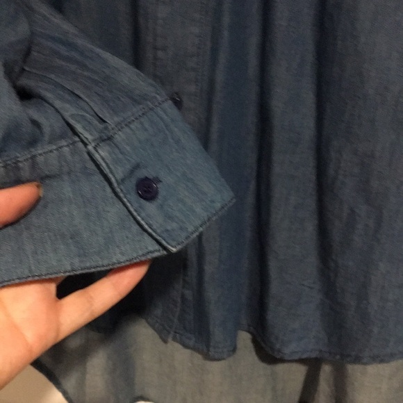 Lane Bryant Tencel Denim ruffled button down blouse Sz 18/20 - Picture 3 of 6